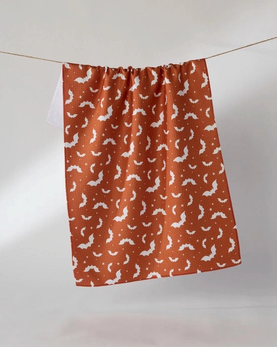 Geometry Tea Towel - Batty Night Orange
