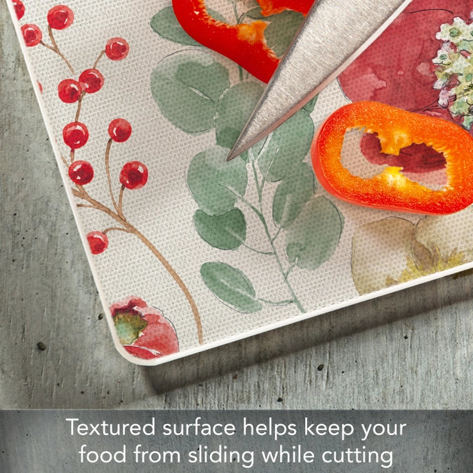 "Floral Traditions" 10x8 Tempered Glass Cutting Board