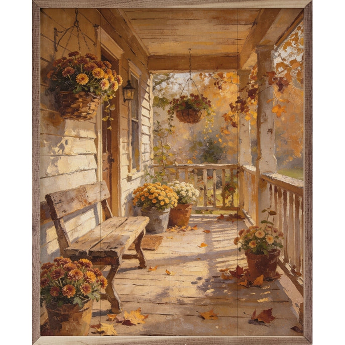 24x30 Fall's Front Porch Framed Art