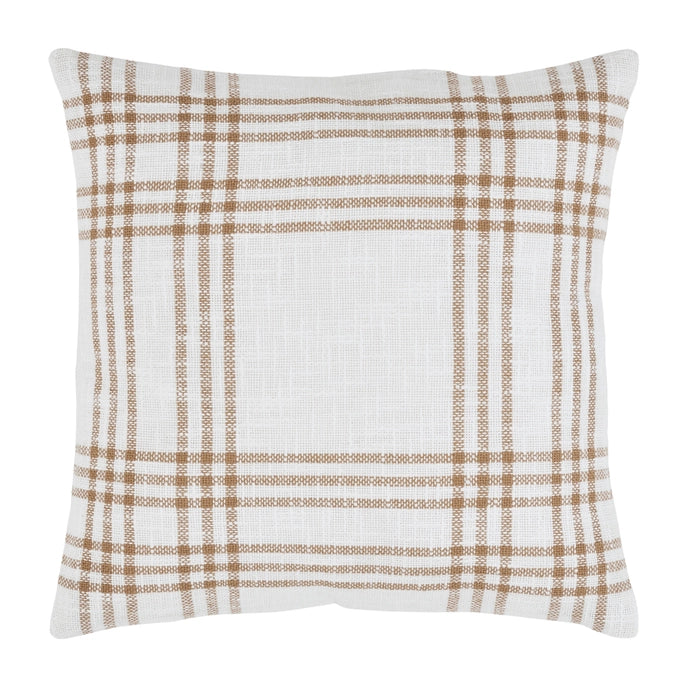 Wheat Plaid Fabric Pillow