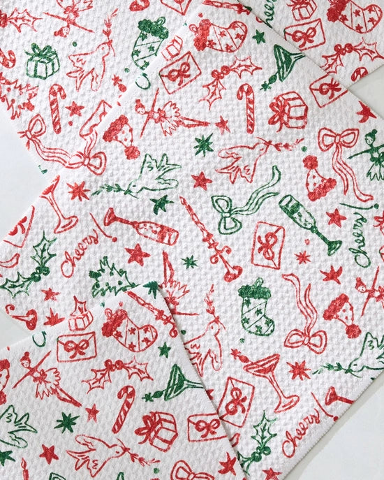 Geometry Dish Cloth Set - Holiday Doodles