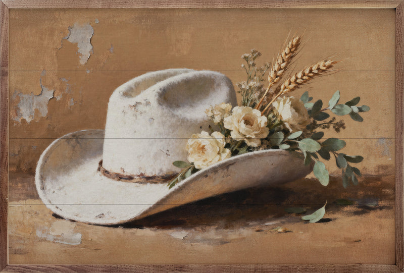 24x16 Cowgirl's Hat Framed Wall Decor