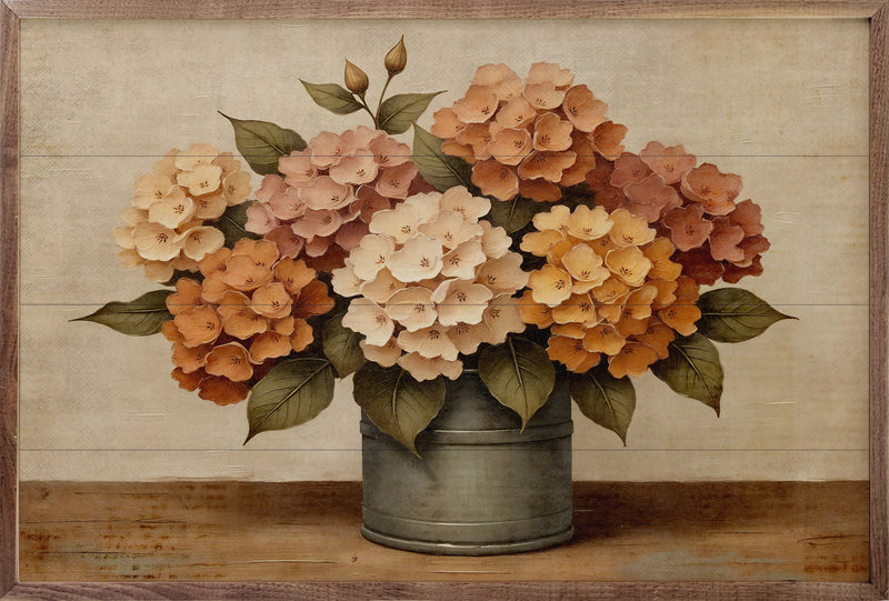 24x16 Hydrangea Fall Bouquet Framed Art