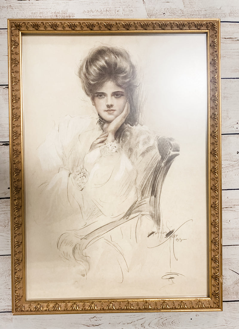 Framed Fisher Artwork  "Beatrice"