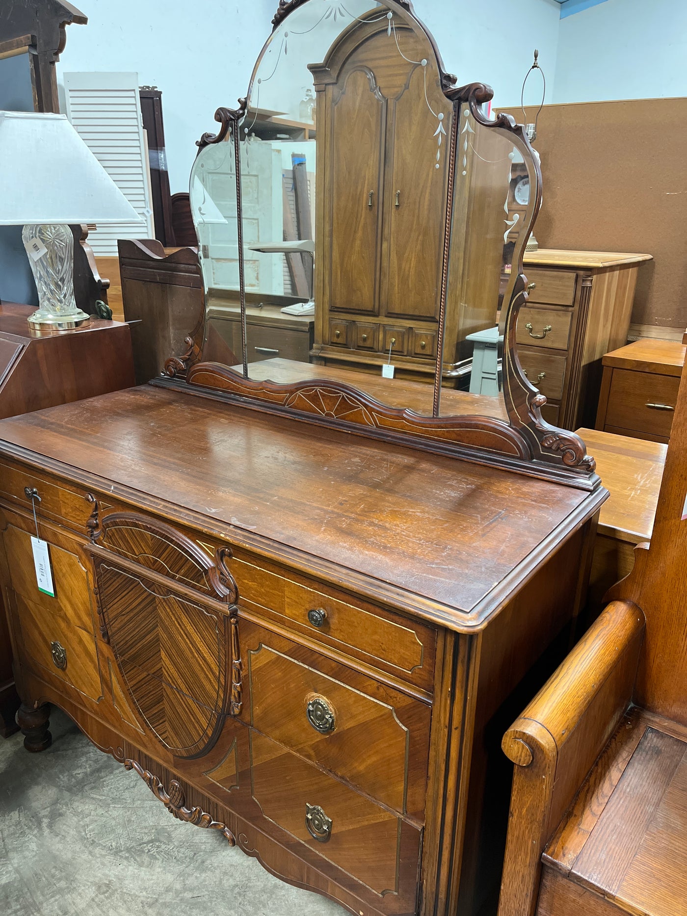 Gorgeous Antique Dresser w Ornate Mirror