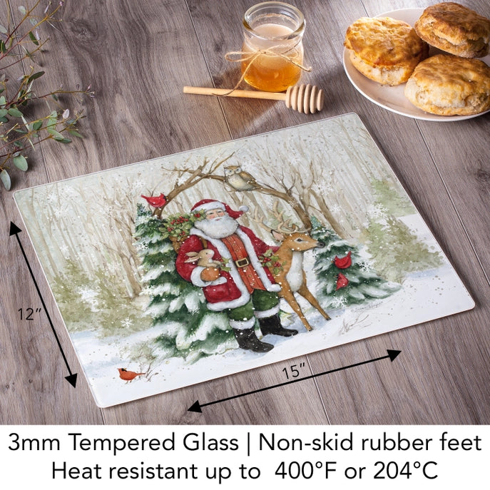 Winter Forest 15x12 Tempered Glass Cutting Board