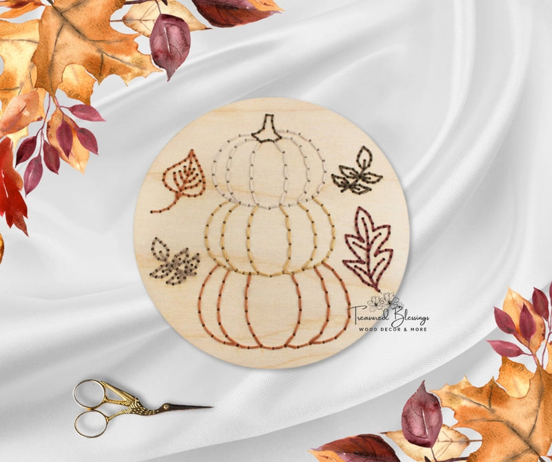 Wood Embroidery Kit - Fall Stacked Pumpkins