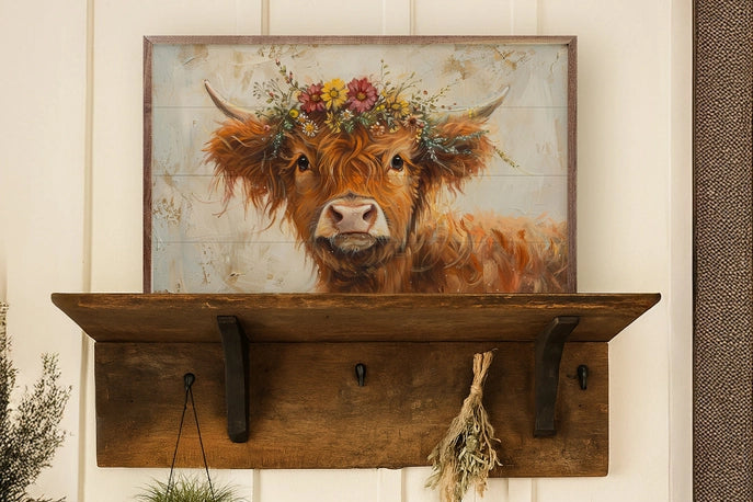 16x10 Floral Crown Highland Framed Art
