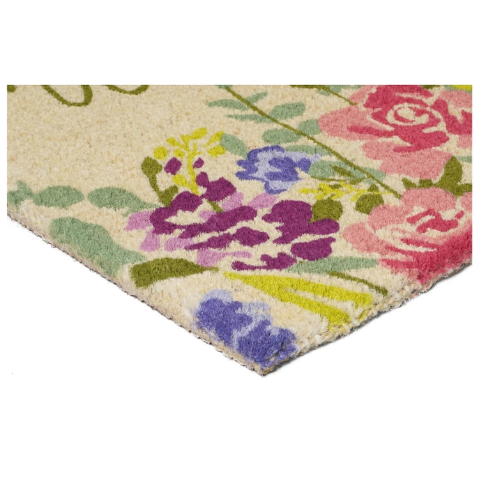 Welcome Floral 100% Natural Coir Doormat