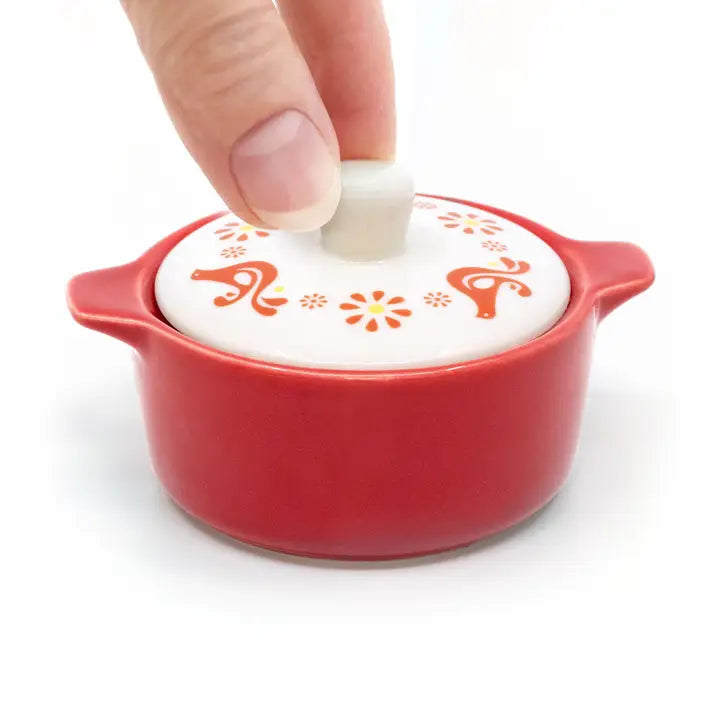 Pyrex Inspired Friendship Casserole Ceramic Trinket Box
