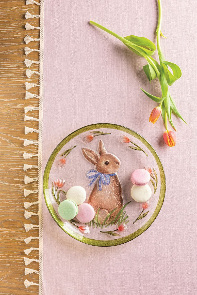 Easter Bunny Glass Platter
