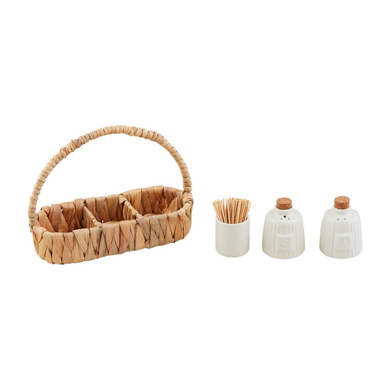 Woven Salt Pepper & Toothpick Caddy Set