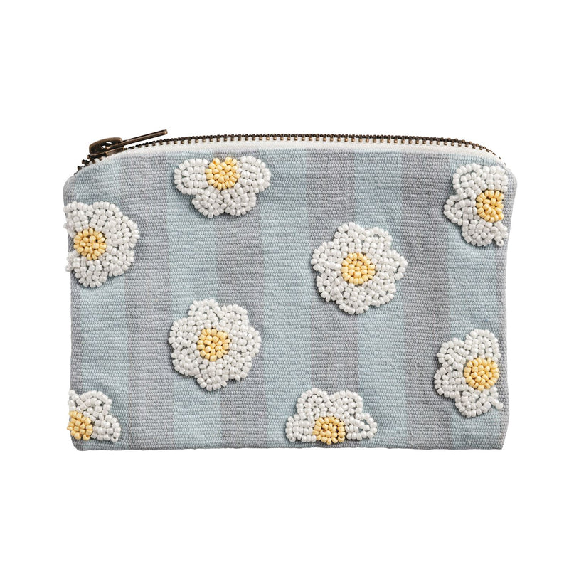 Embroidered Flower Zipper Pouch