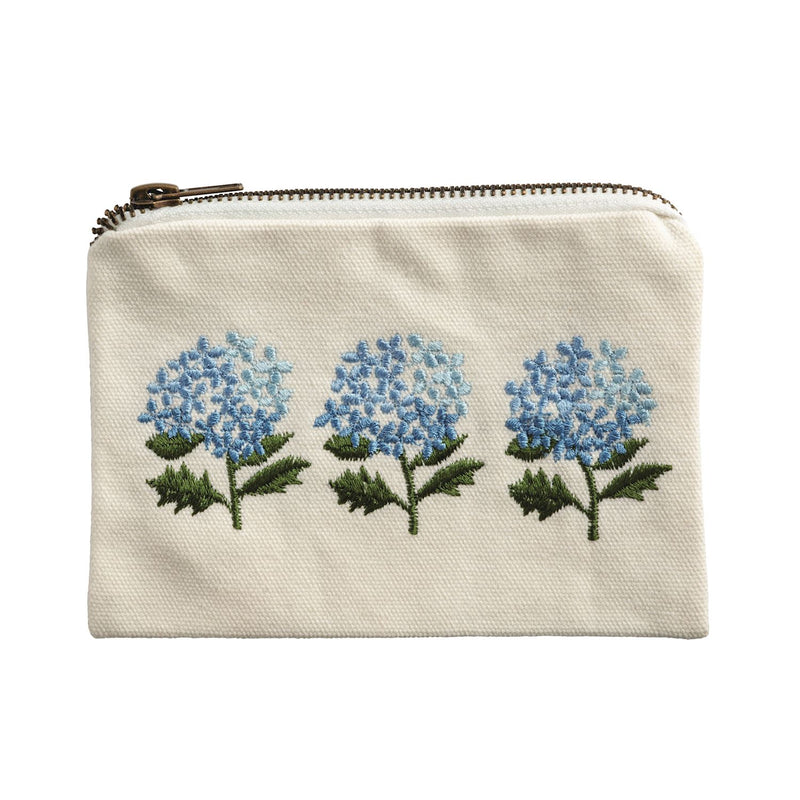 Embroidered Flower Zipper Pouch