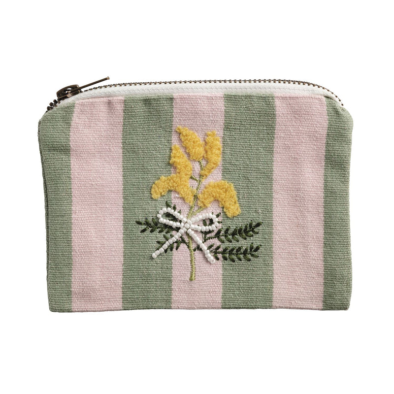 Embroidered Flower Zipper Pouch