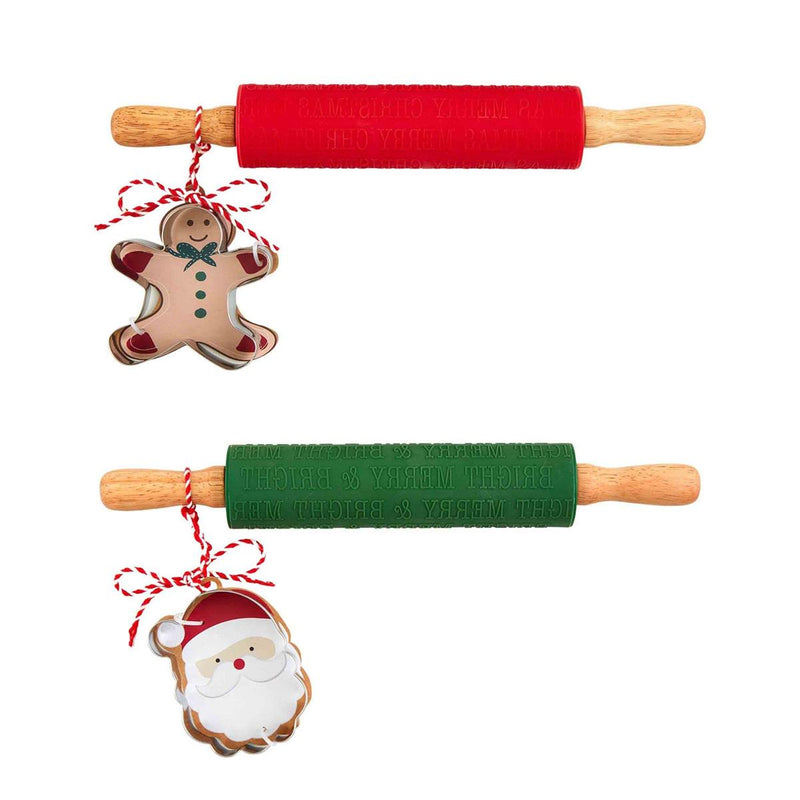 Christmas Rolling Pin & Cookie Cutter Set