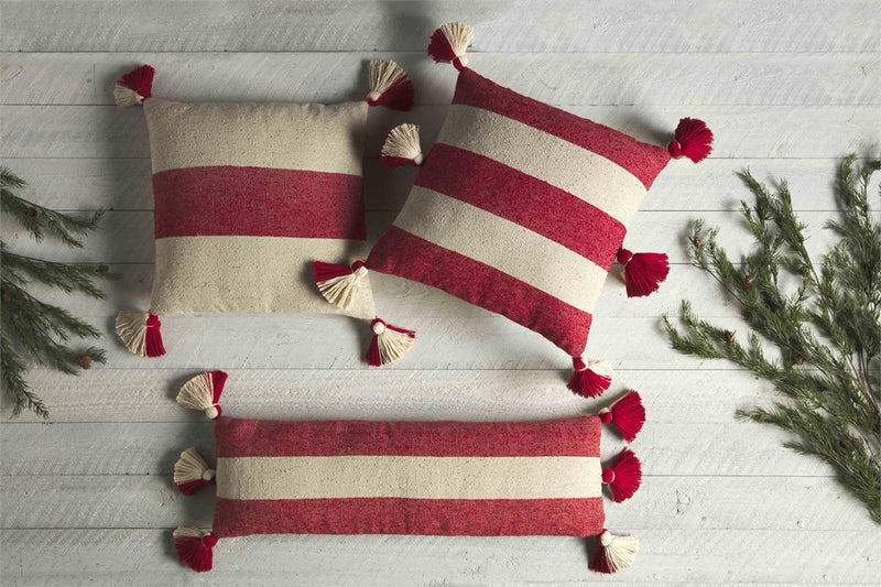 Red / White Stripe Square Pillow