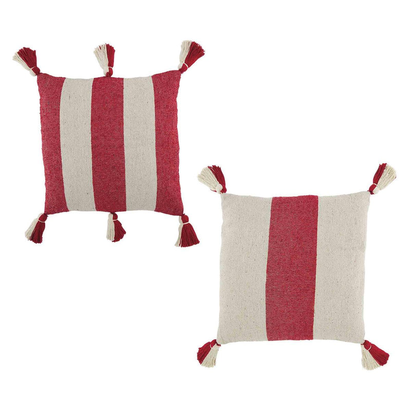 Red / White Stripe Square Pillow