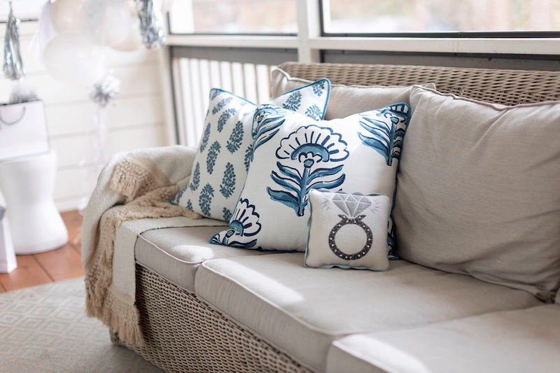 Blue Block Print Pillow
