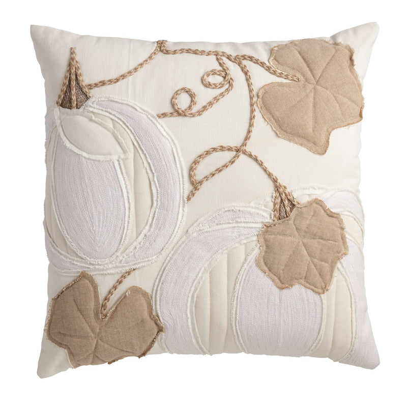 White Pumpkin Applique Pillow
