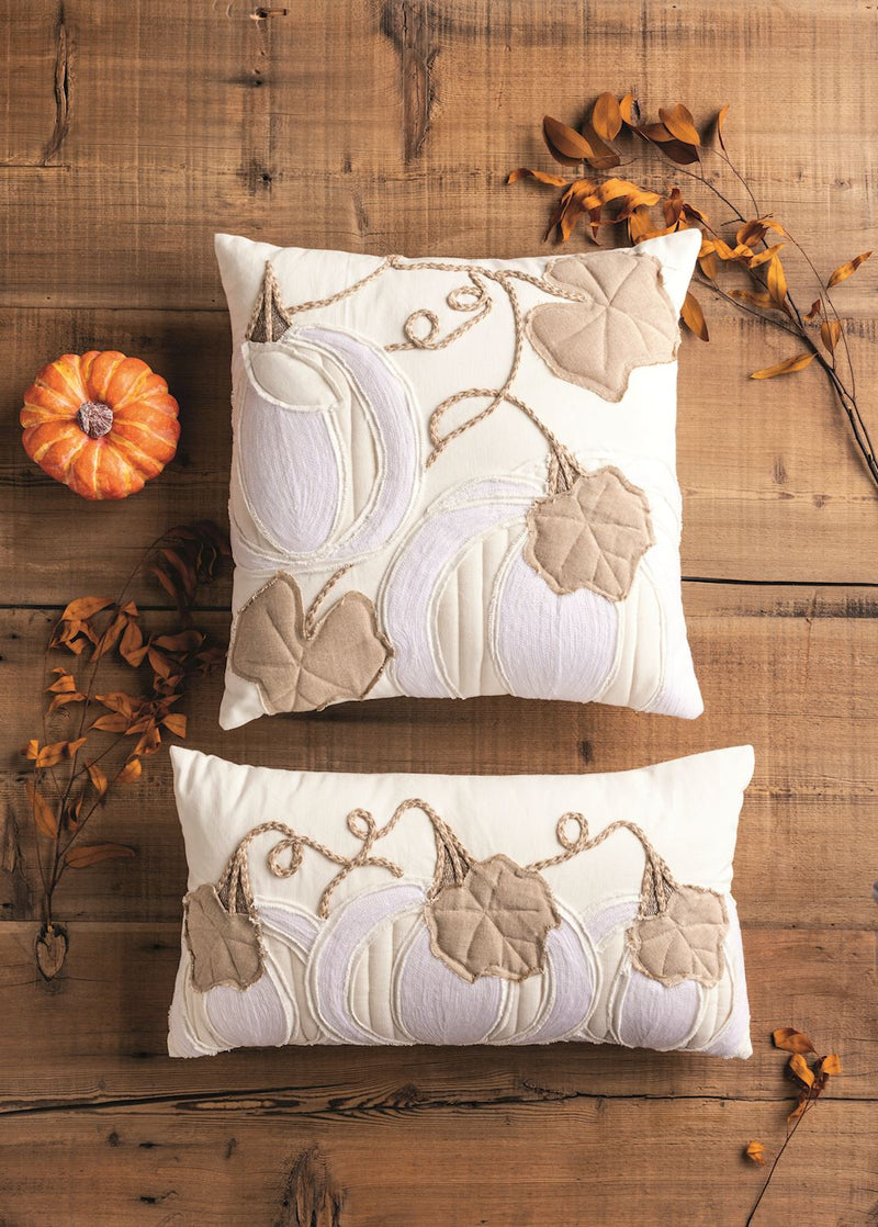 White Pumpkin Applique Pillow