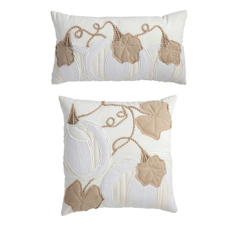 White Pumpkin Applique Pillow
