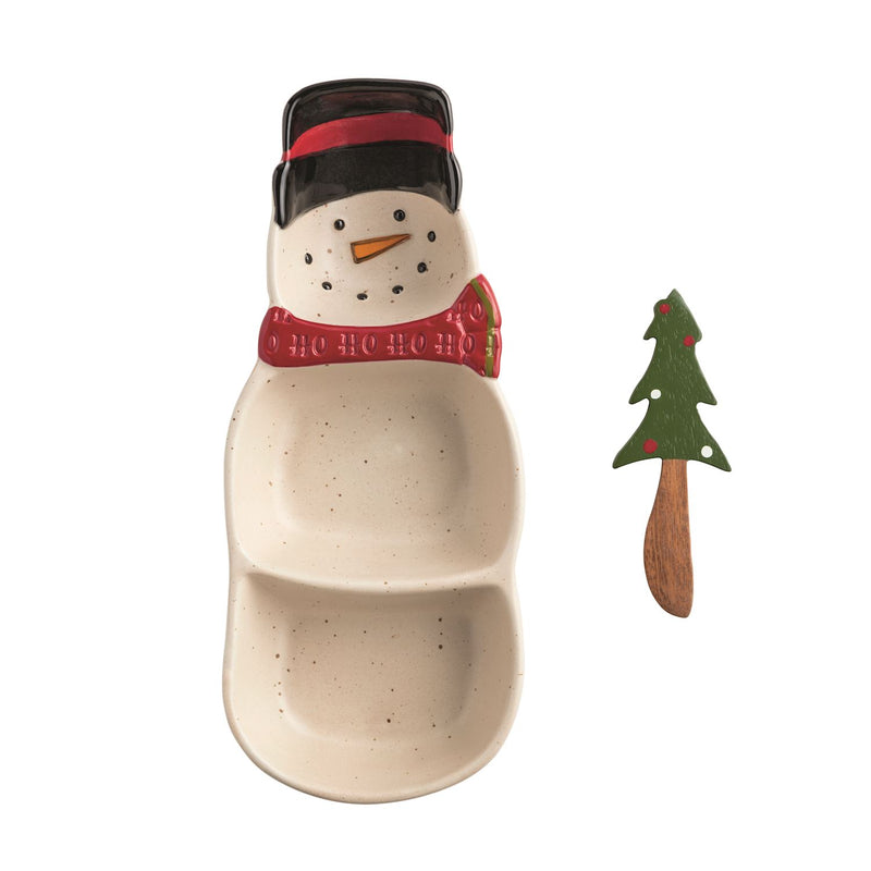 Farm Snowman Triple Tidbit Dish