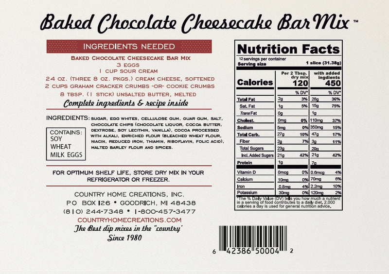 Artisan Kitchen Baked Chocolate Cheesecake Bar Mix