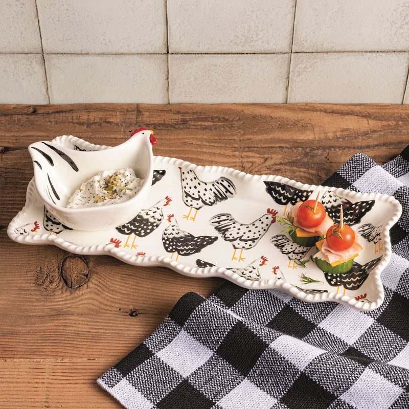 Rooster Tray & Dip Set