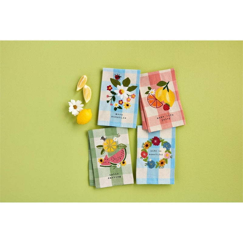 Fruity Floral Check Towel