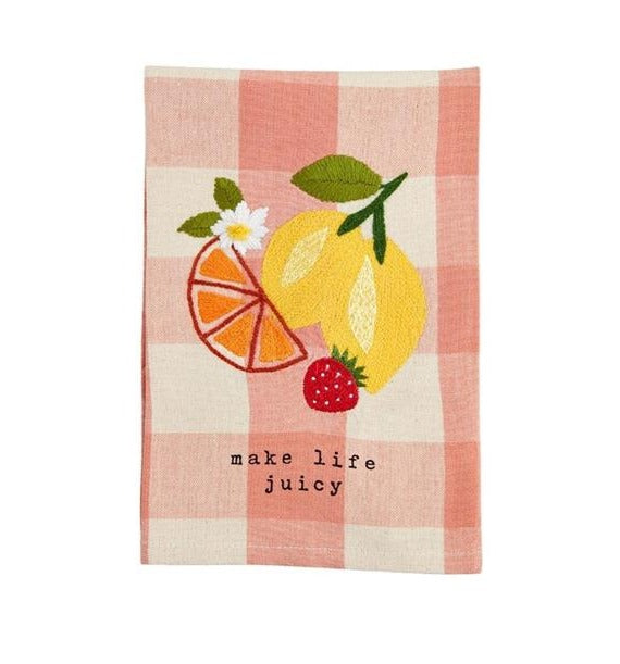 Fruity Floral Check Towel