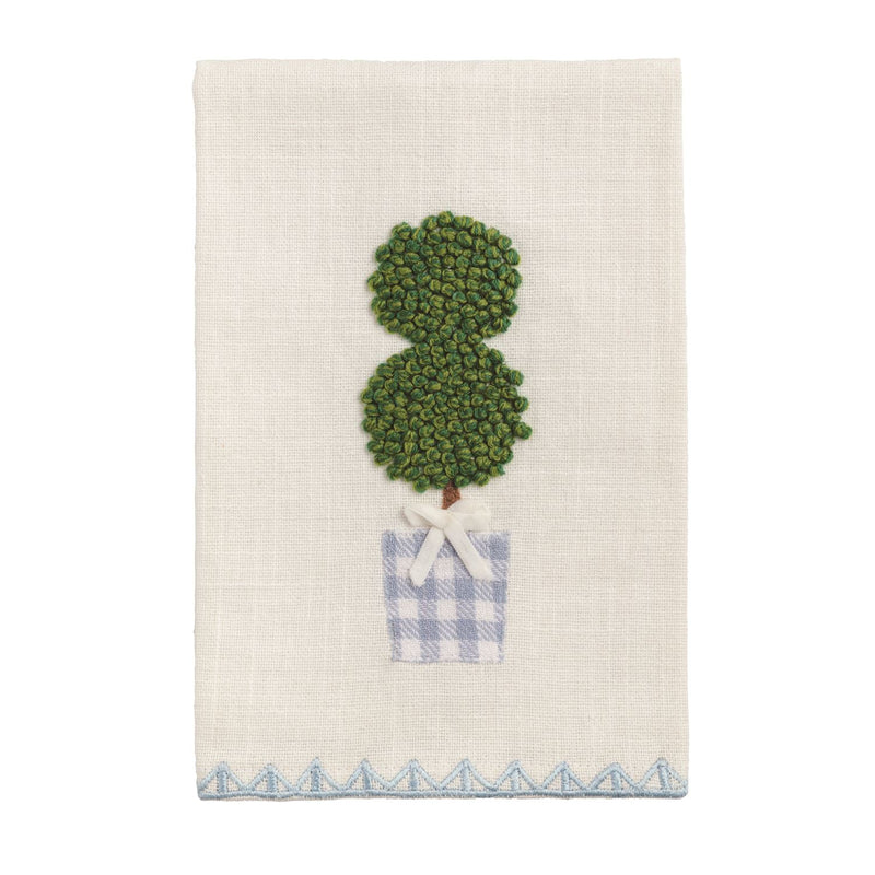 Topiary Embroidered Tea Towel