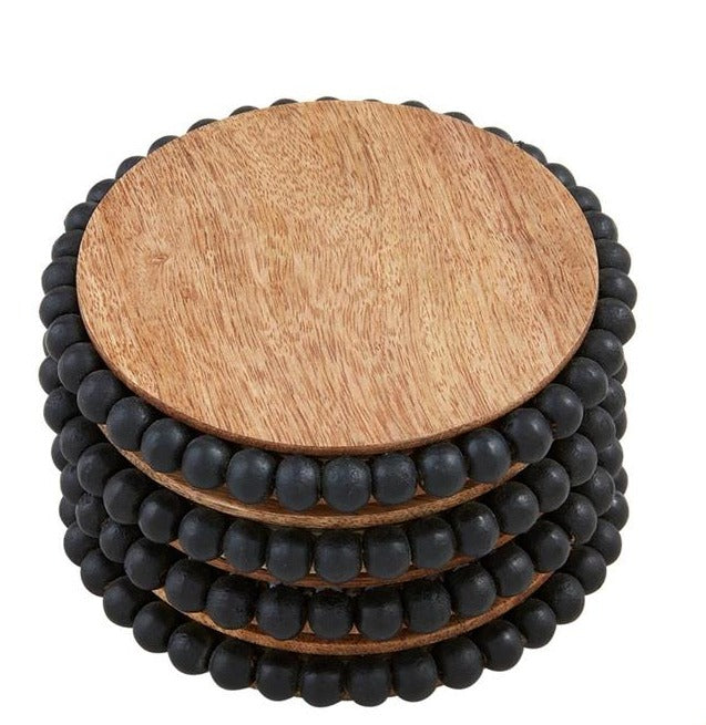 Black Beaded Coaster Set