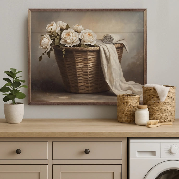 20x16 Fresh Laundry Basket Framed Art