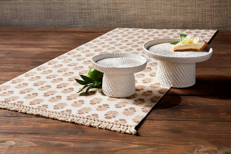 Taupe Block Print Table Runner