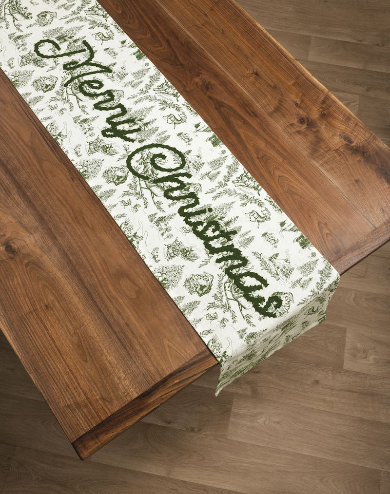 Green Toile Table Runner