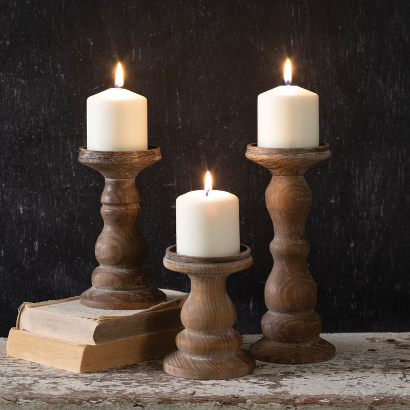 Wooden Pillar Candle Holder