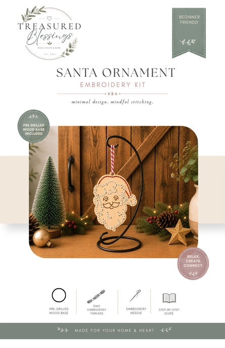 Wood Embroidery Kit - Santa