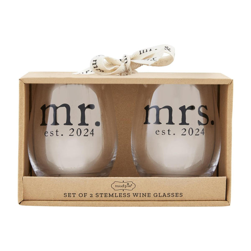 Mr & Mrs Est. 2024 Glass Set