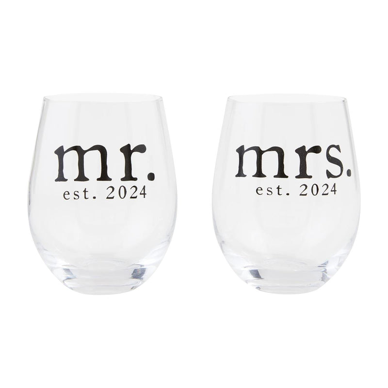 Mr & Mrs Est. 2024 Glass Set