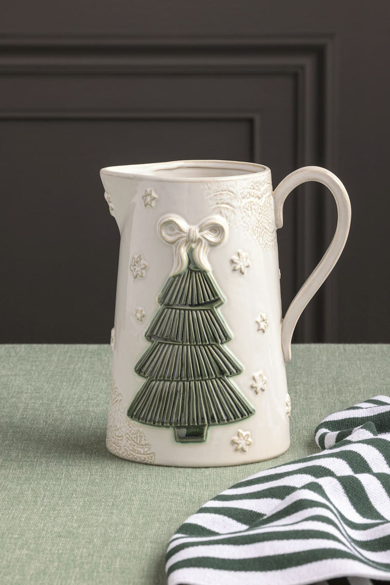 Pressed Lace Christmas Tree Pitcher