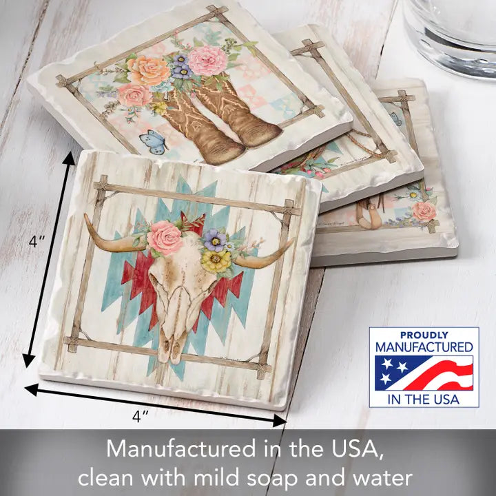 Rosewood Ranch 4 Pack Asst Coaster Set