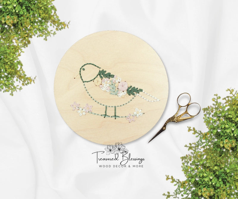 Wood Embroidery Kit - Floral Bird