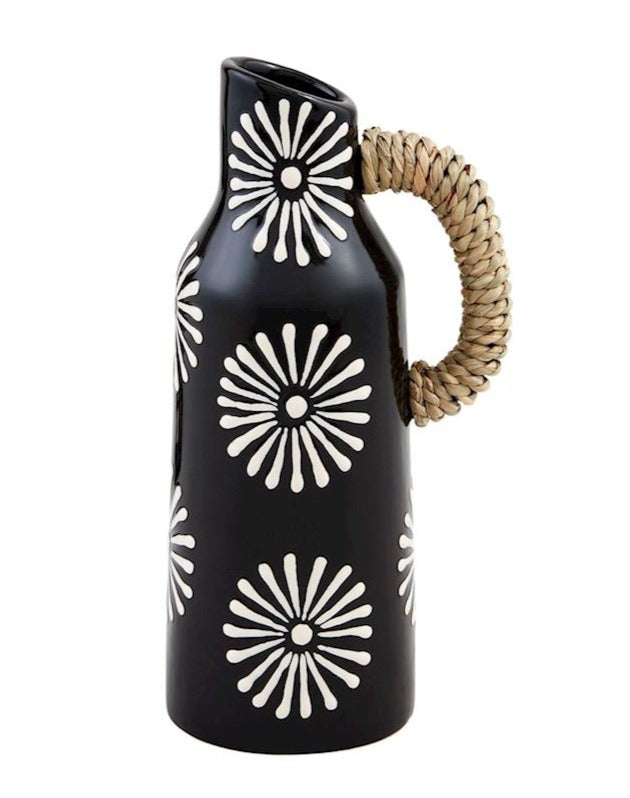 Black Patterned Bud Vase