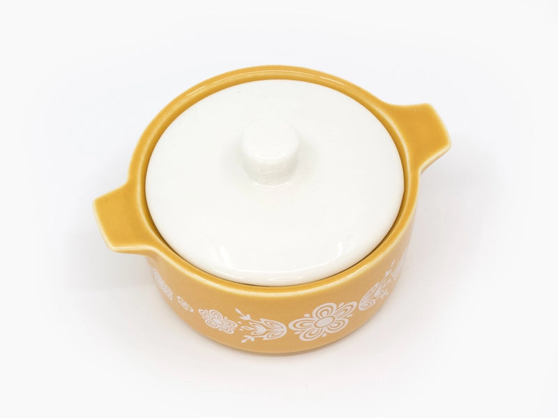 Pyrex Inspired Butterfly Gold Casserole Ceramic Trinket Box