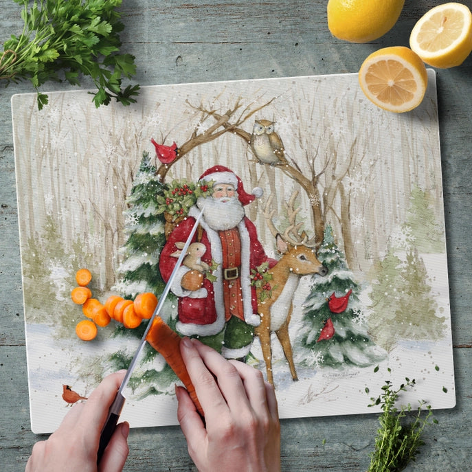 Winter Forest 15x12 Tempered Glass Cutting Board