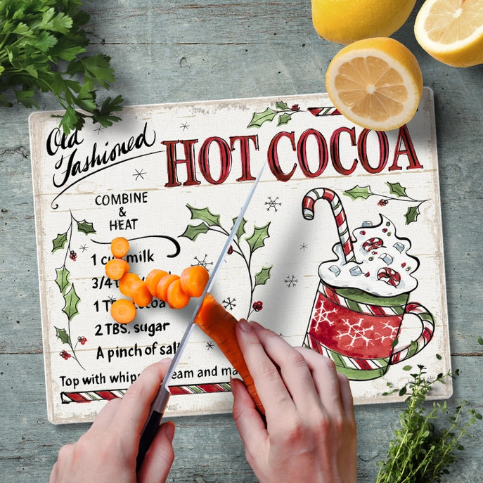 Christmas Treats 10x8 Tempered Glass Cutting Board