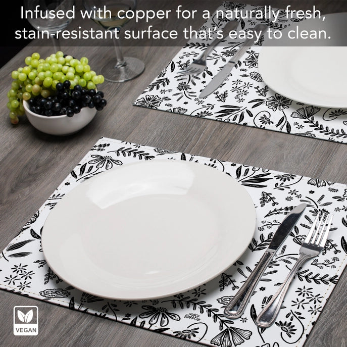 Floral Home Luxurious Vegan Faux Leather Placemat