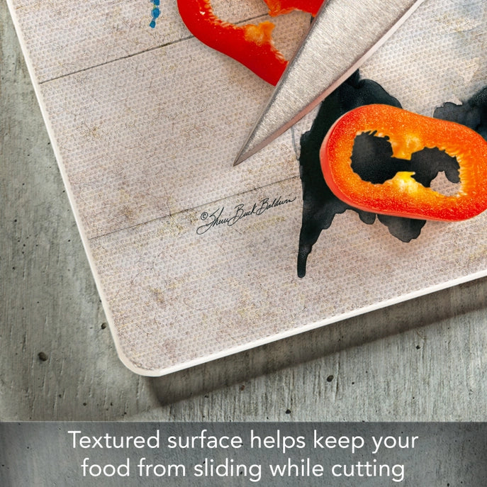 "Spring Cow" 10x8 Tempered Glass Cutting Board