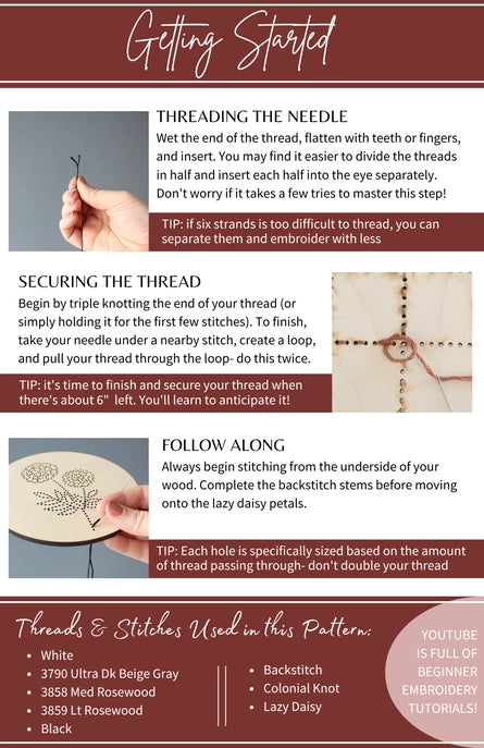 Wood Embroidery Kit - Floral Ghost